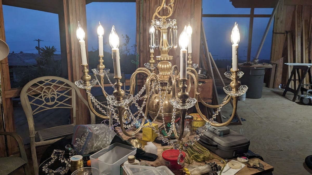 lit up chandelier