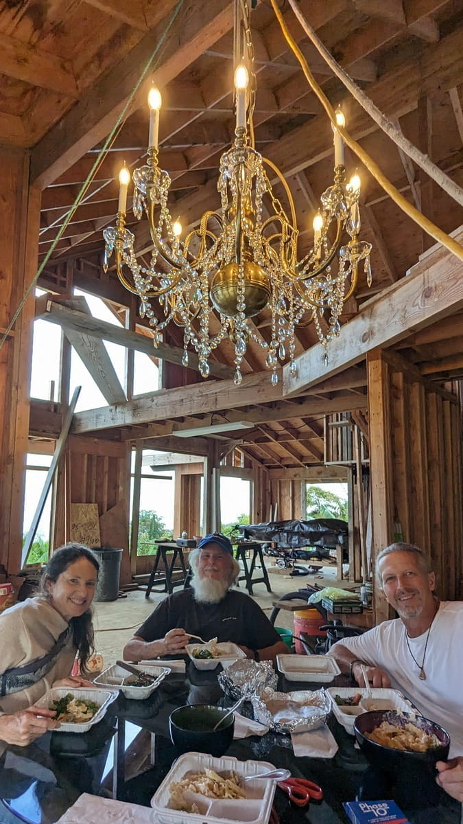 center view of chandelier with crystals added