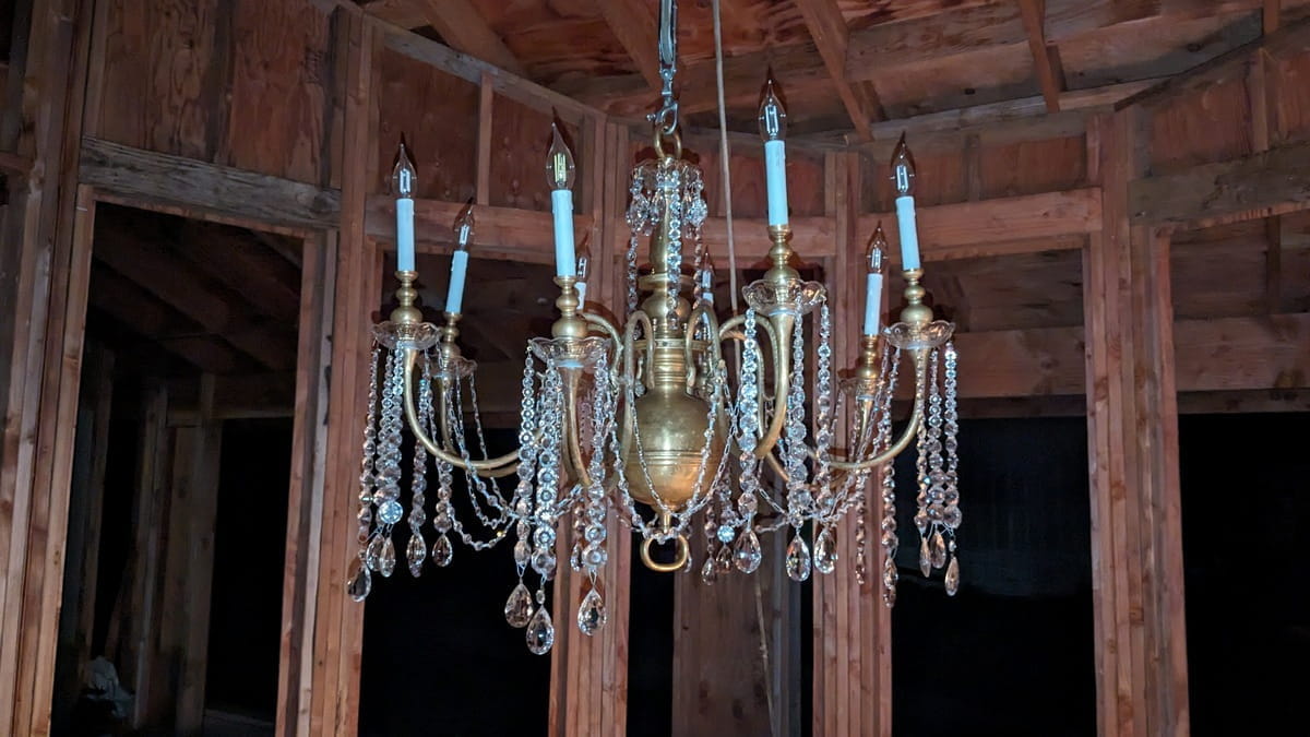 chandelier with crystals hanging down