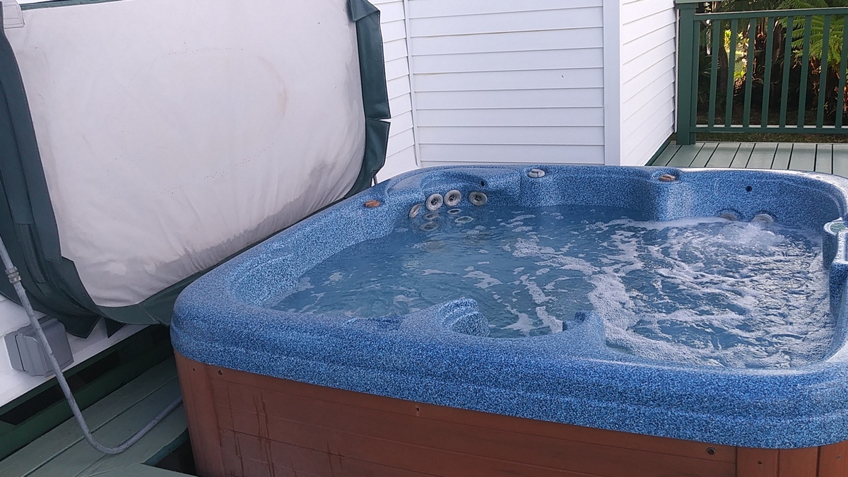 view of hot tub